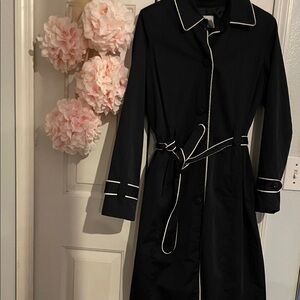 Jaclyn Smith Black Coat with White Piping